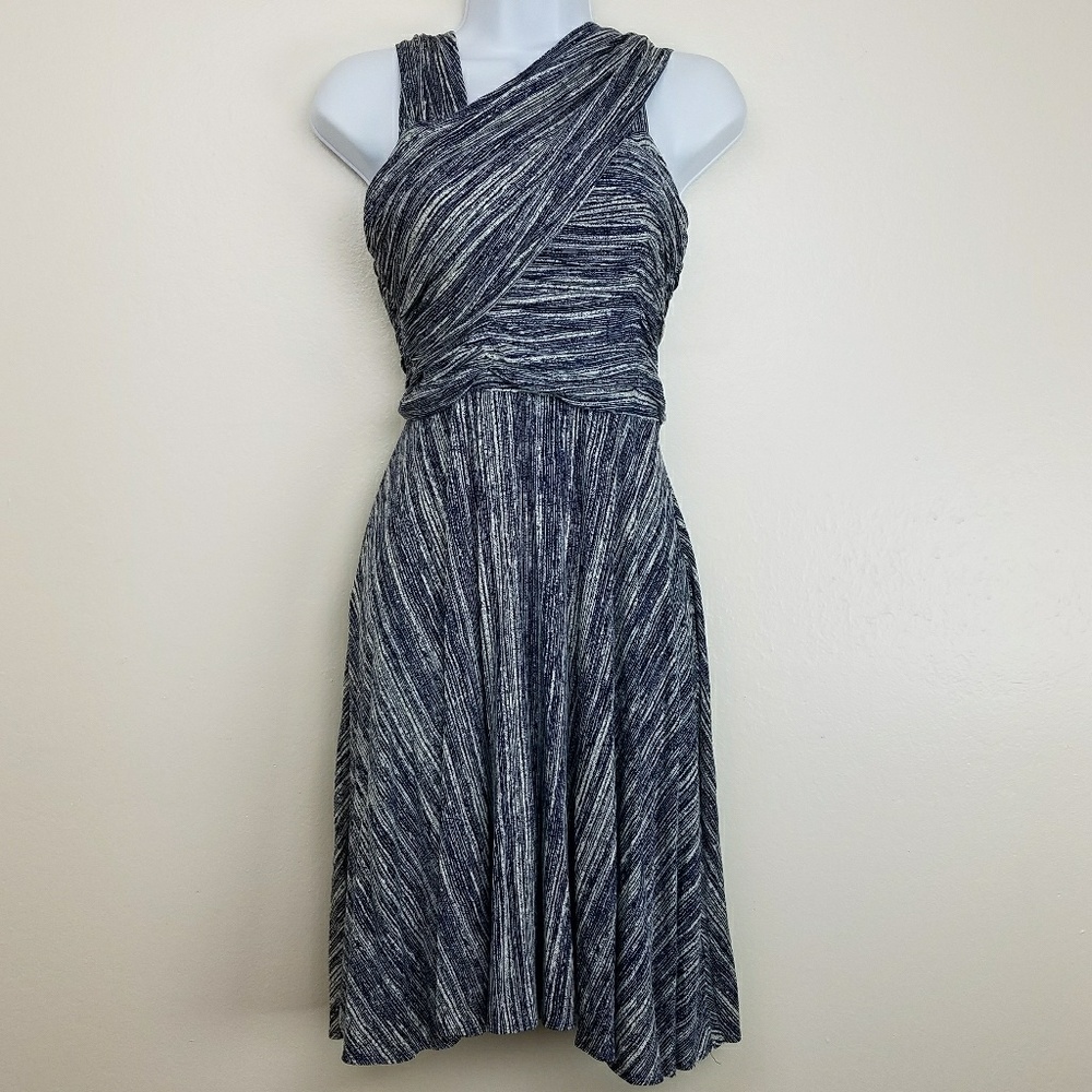 Plenty by Tracy Reese Navy and White Striped Wrap-Style Dress